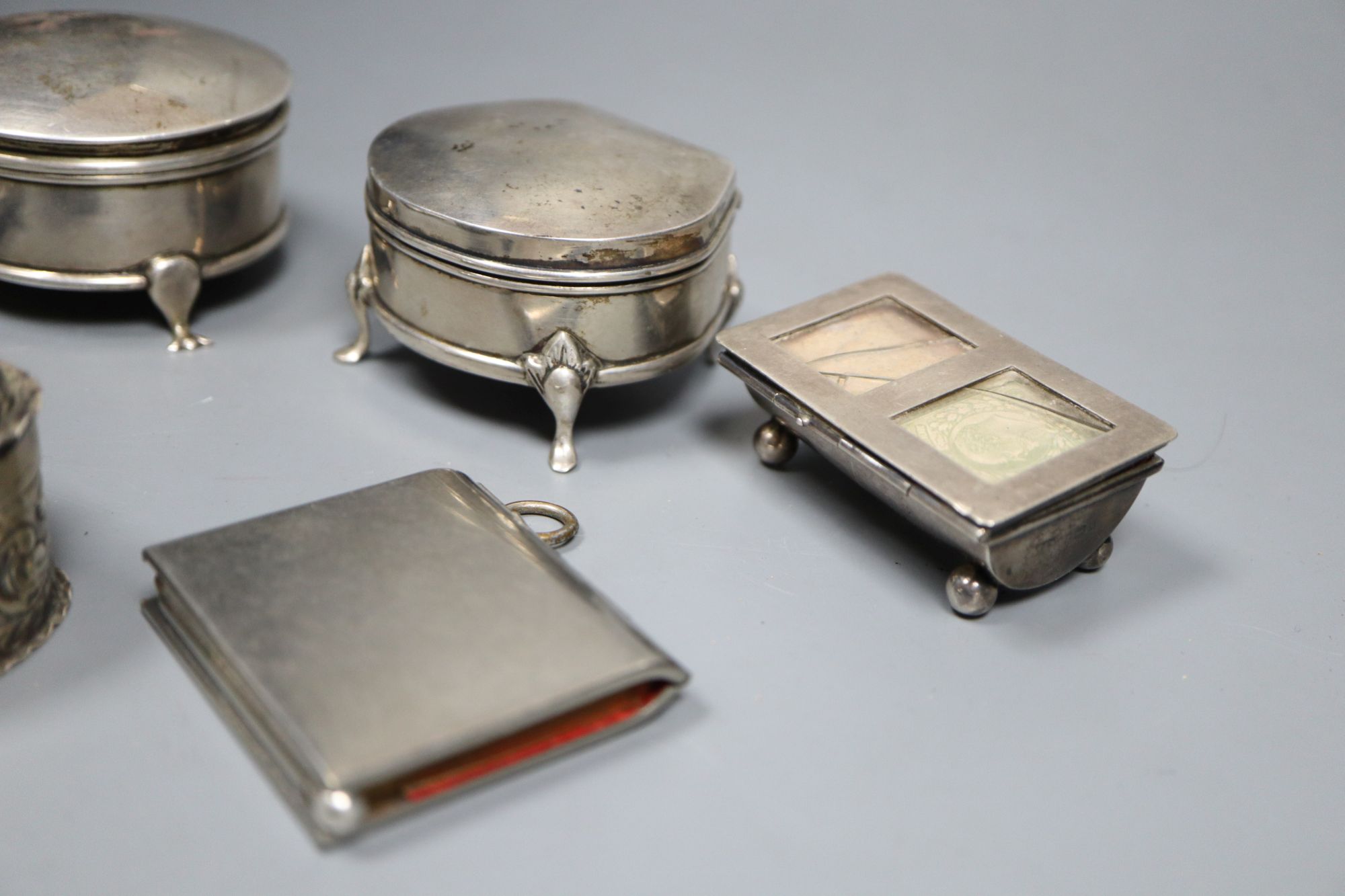 A group of small silverwares etc, including: